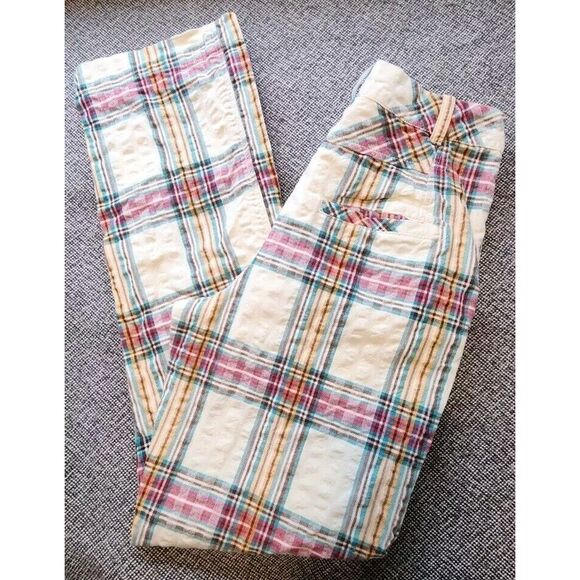 Free People Pants - Free‎ People Marlowe Yarn Dye Slouchy Plaid Tan Trousers Pants Womans Sz 2 NEW